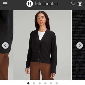 lululemon merino wool blend black cardigan knit comfy casual size 6